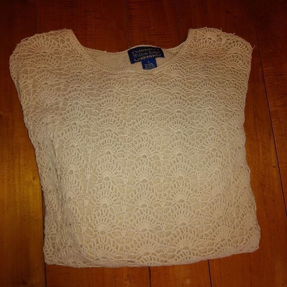 WILLOW RIDGE crocheted sweater, tan, very large - Picture 4 of 14